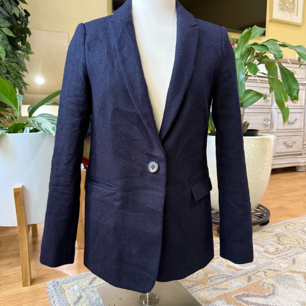 Boden British tweed wool blazer by Abraham moon & sons navy blue size 6